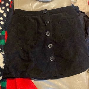 Black corduroy mini skirt